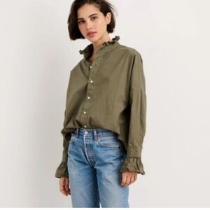 Alex Mills East Ruffle Cotton Shirt L